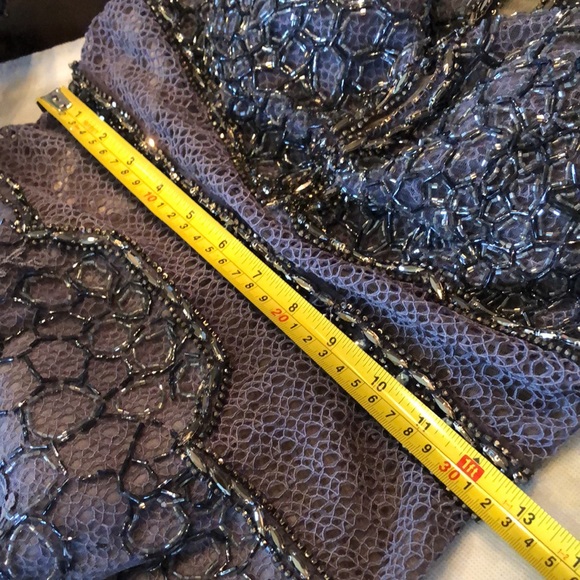 🎊Jovani Crystal bead embellished lace lined mermaid racer open mesh gown + bag - Picture 15 of 16